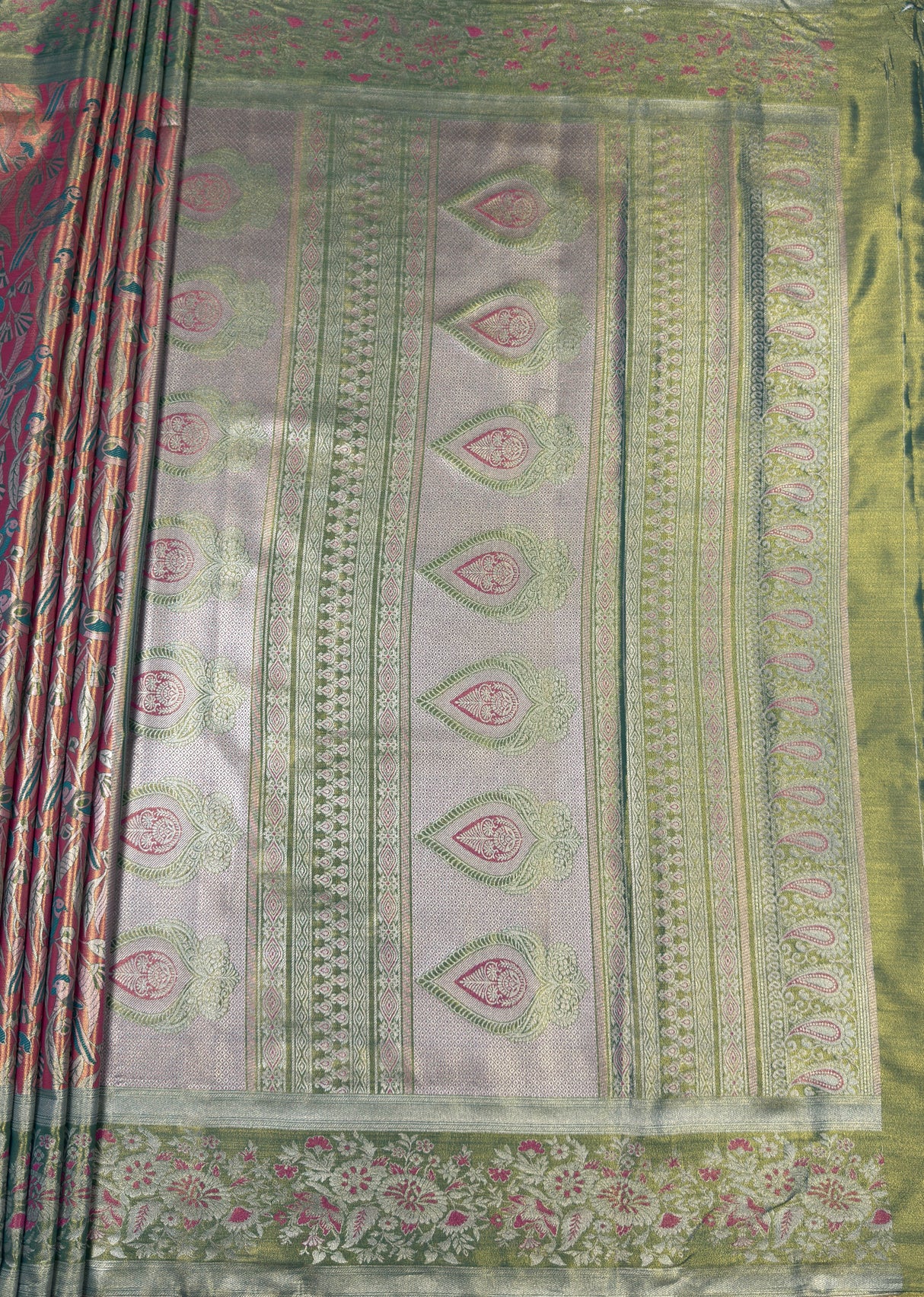 MIMOSA Rama Kanjivaram Art Silk Saree — pallu and zari work detail