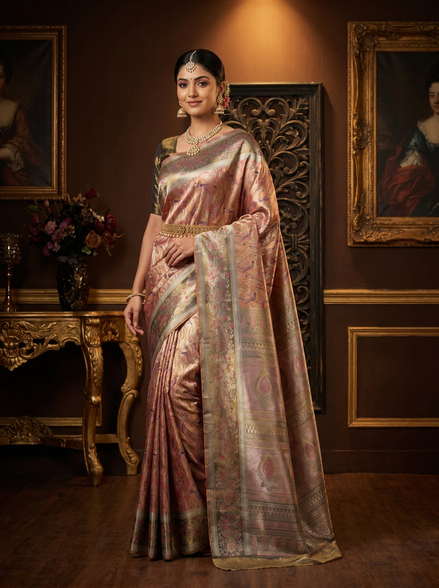 MIMOSA Rani Kanjivaram Art Silk Saree — Draped Mannequin View
