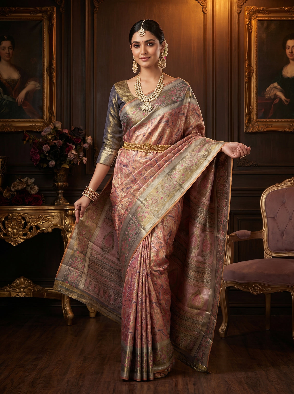 MIMOSA Rani Kanjivaram Art Silk Saree — pose 6 styling detail