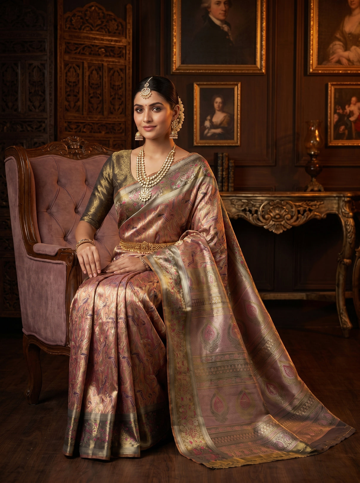 MIMOSA Rani Kanjivaram Art Silk Saree — pose 8 styling detail