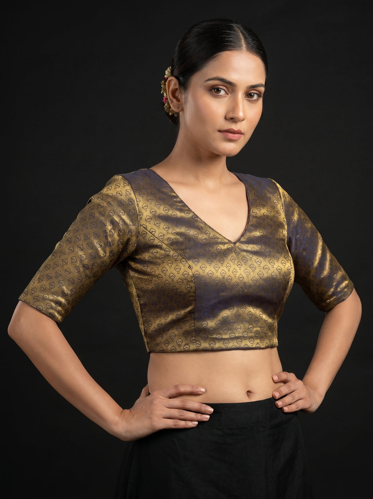 MIMOSA Rani Kanjivaram Art Silk Saree — blouse close-up