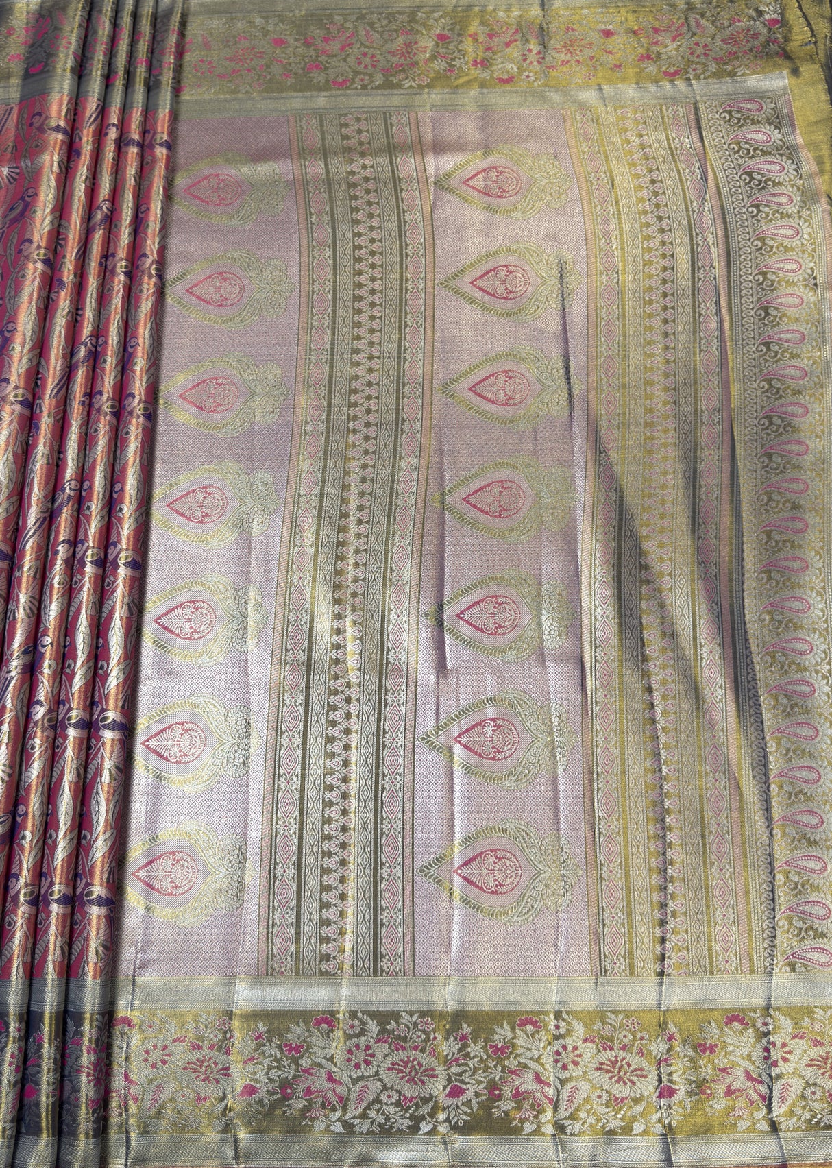 MIMOSA Rani Kanjivaram Art Silk Saree — pallu and zari work detail