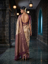 MIMOSA Gold Kanjivaram Art Silk Saree — Pallu and body detail