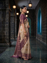 MIMOSA Gold Kanjivaram Art Silk Saree — pose 3 styling detail