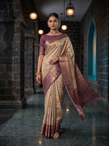 MIMOSA Gold Kanjivaram Art Silk Saree — pose 6 styling detail