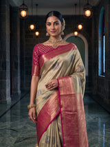 MIMOSA Pista Kanjivaram Art Silk Saree — pallu and body detail