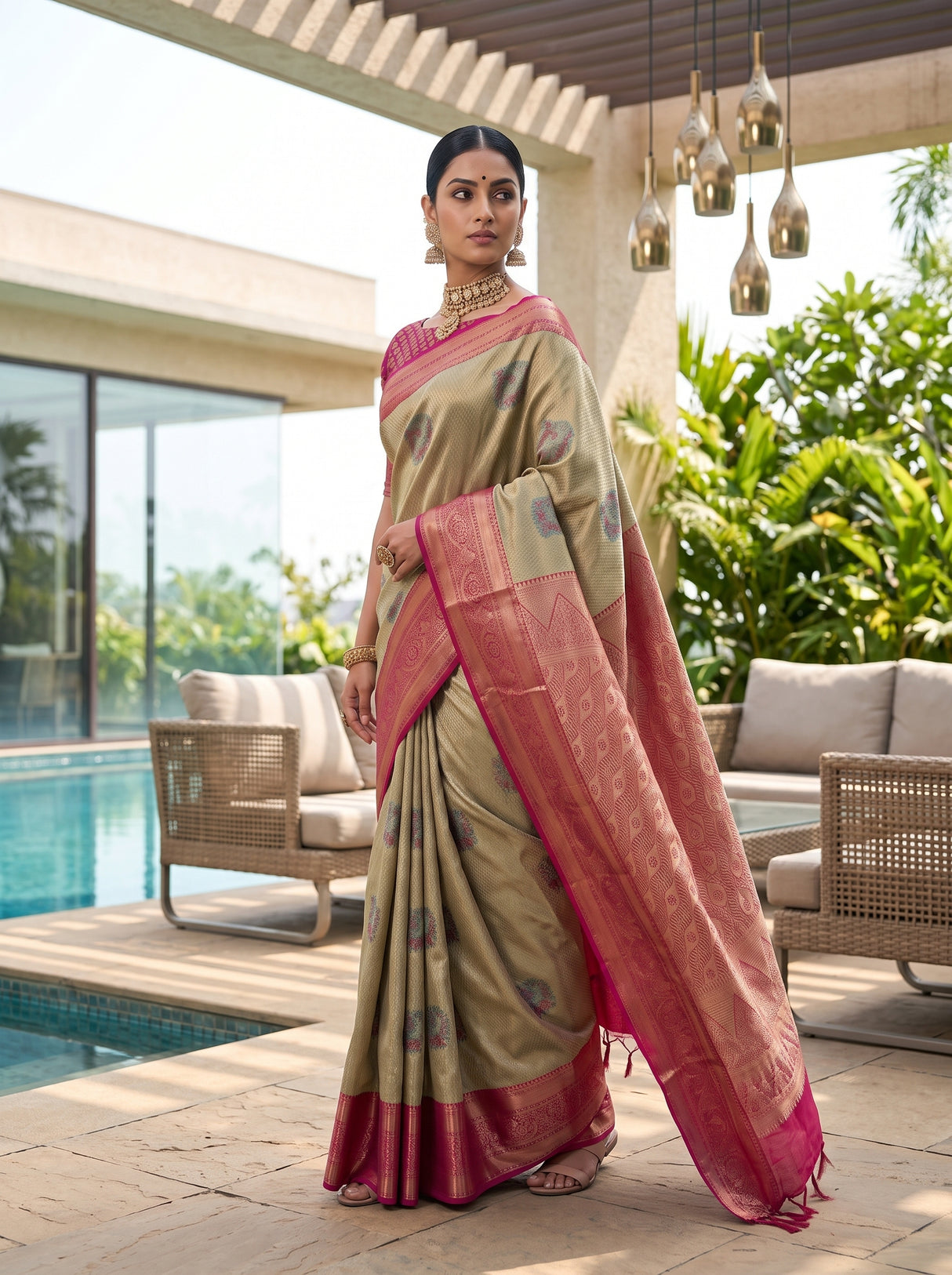MIMOSA Pista Saree Saree — pose 9 styling detail
