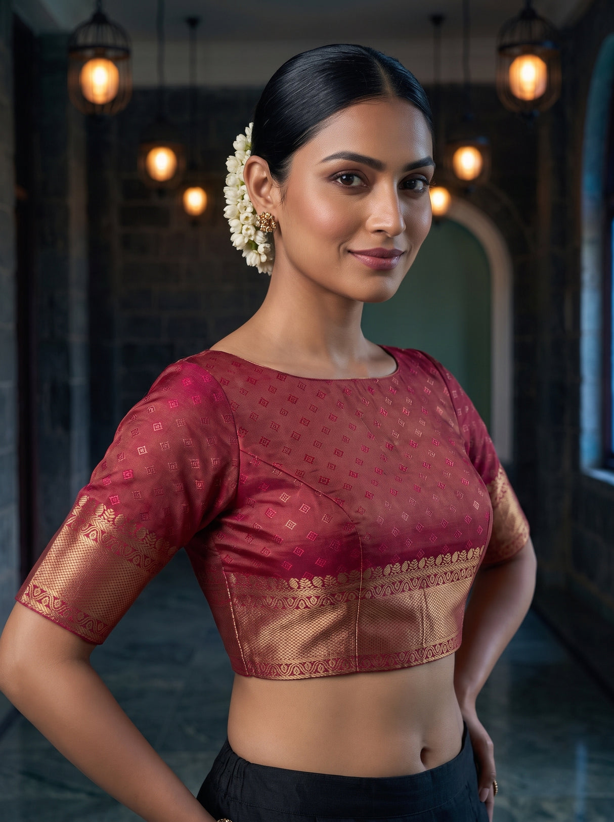 MIMOSA Pista Saree Saree — blouse close-up