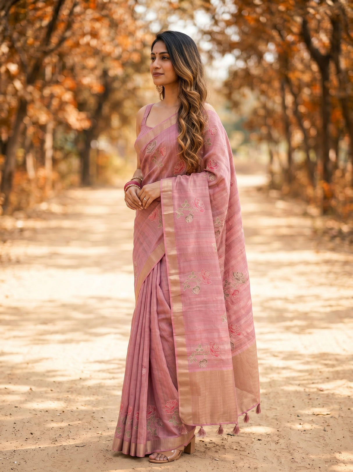 MIMOSA Gajari Banarasi Art Silk Saree — Saree body and pallu detail