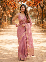 MIMOSA Gajari Banarasi Art Silk Saree — Saree border and blouse detail