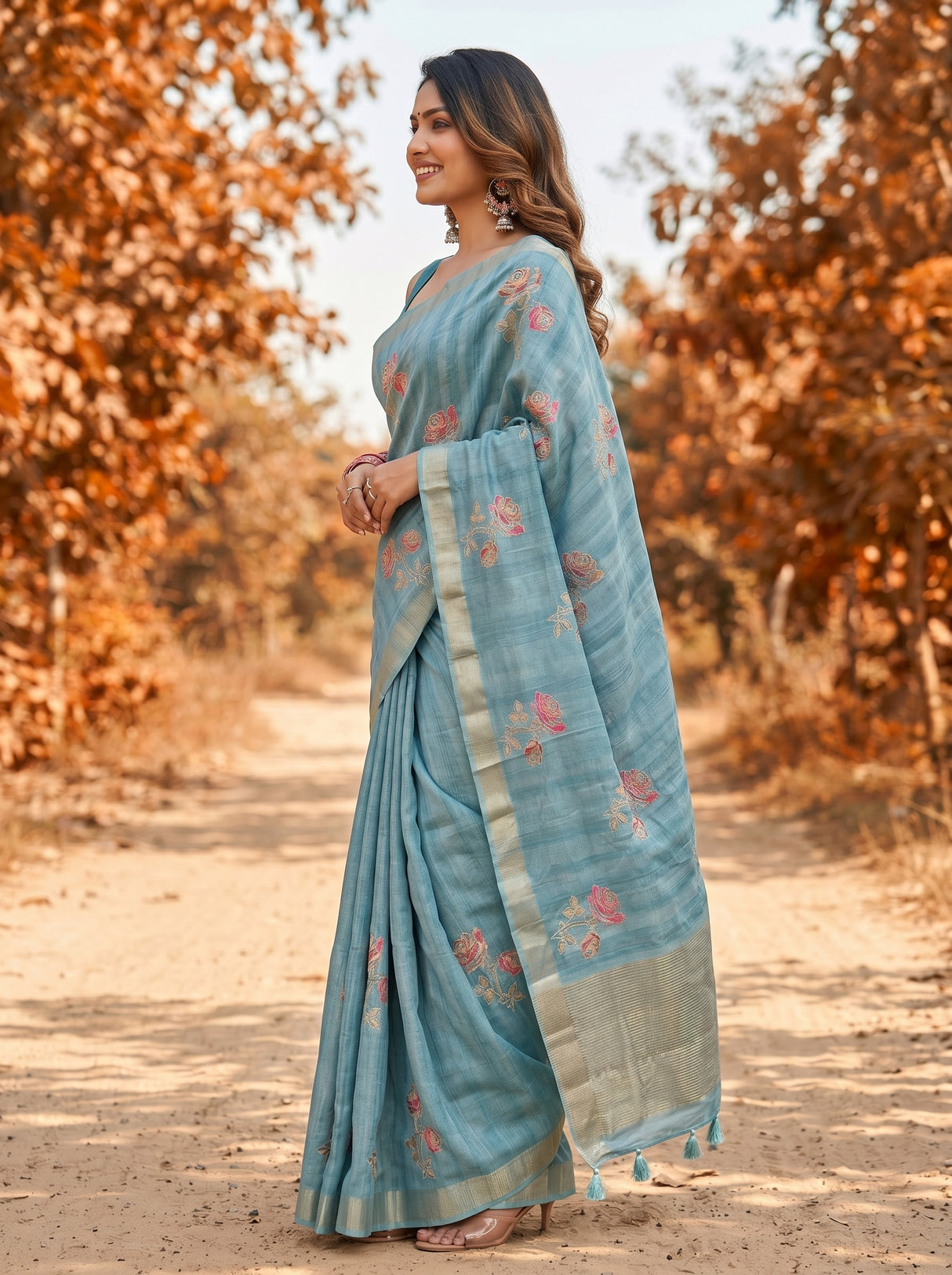 MIMOSA Sapphire Banarasi Art Silk Saree — Saree body and pallu detail