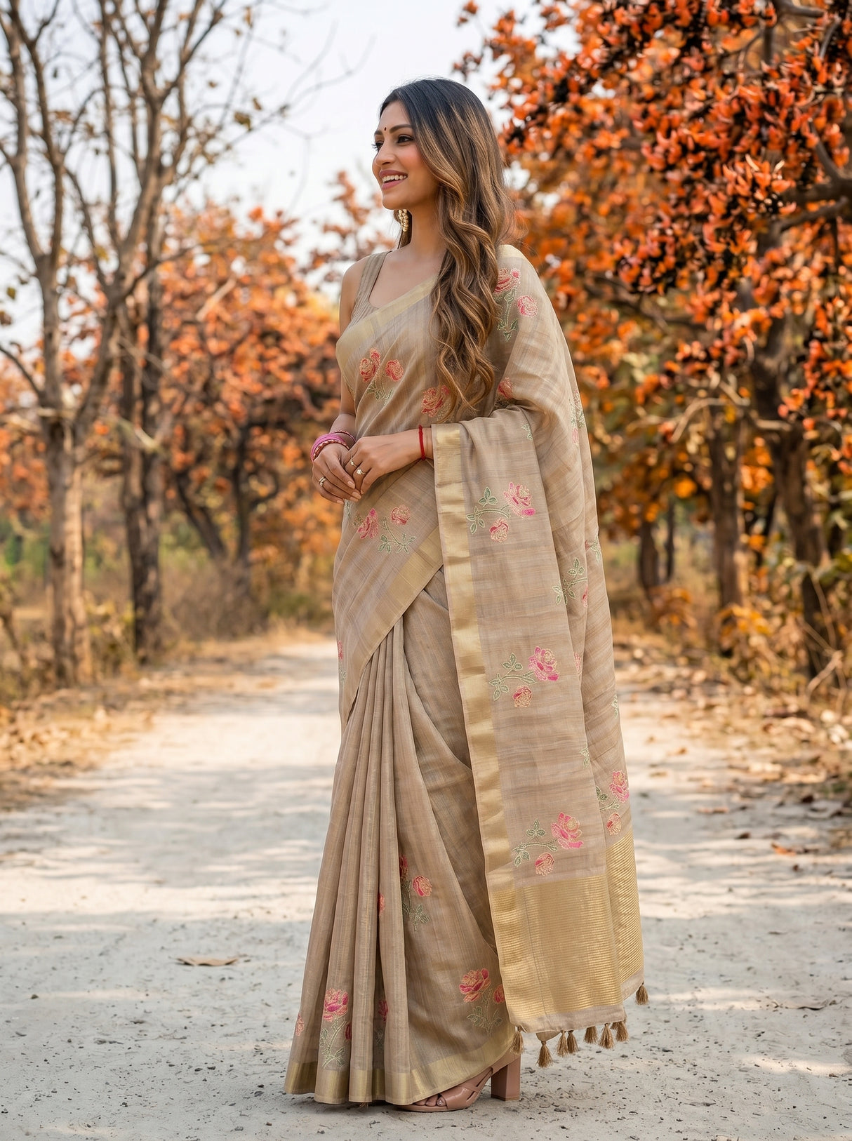 MIMOSA Tussar Banarasi Art Silk Saree — Saree body and pallu detail