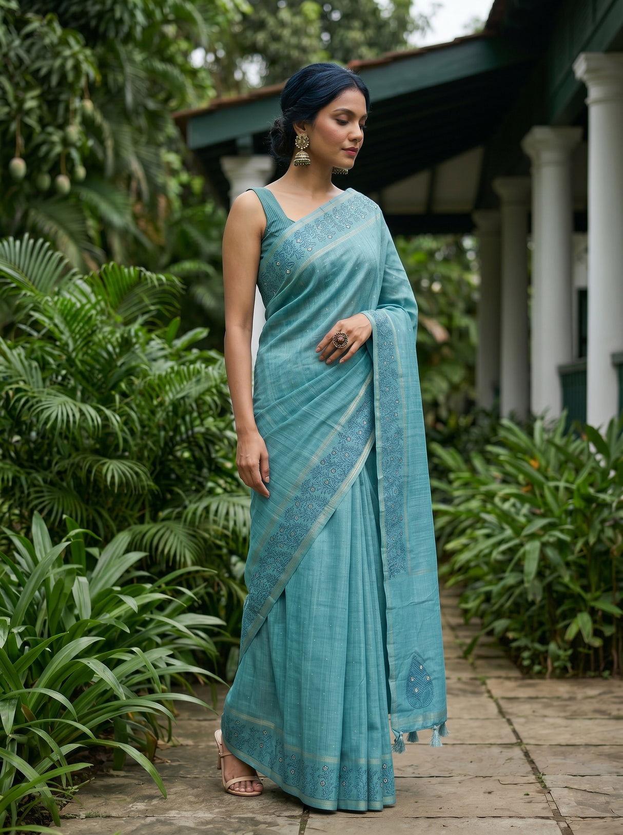 MIMOSA Sapphire Saree Saree — pose 5 styling detail