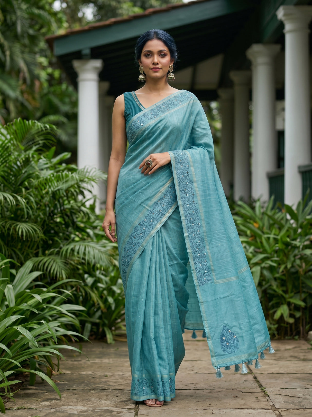 MIMOSA Sapphire Saree Saree — pose 6 styling detail
