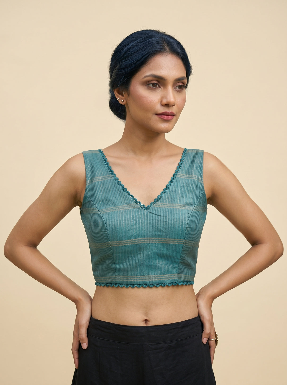 MIMOSA Sapphire Saree Saree — blouse close-up