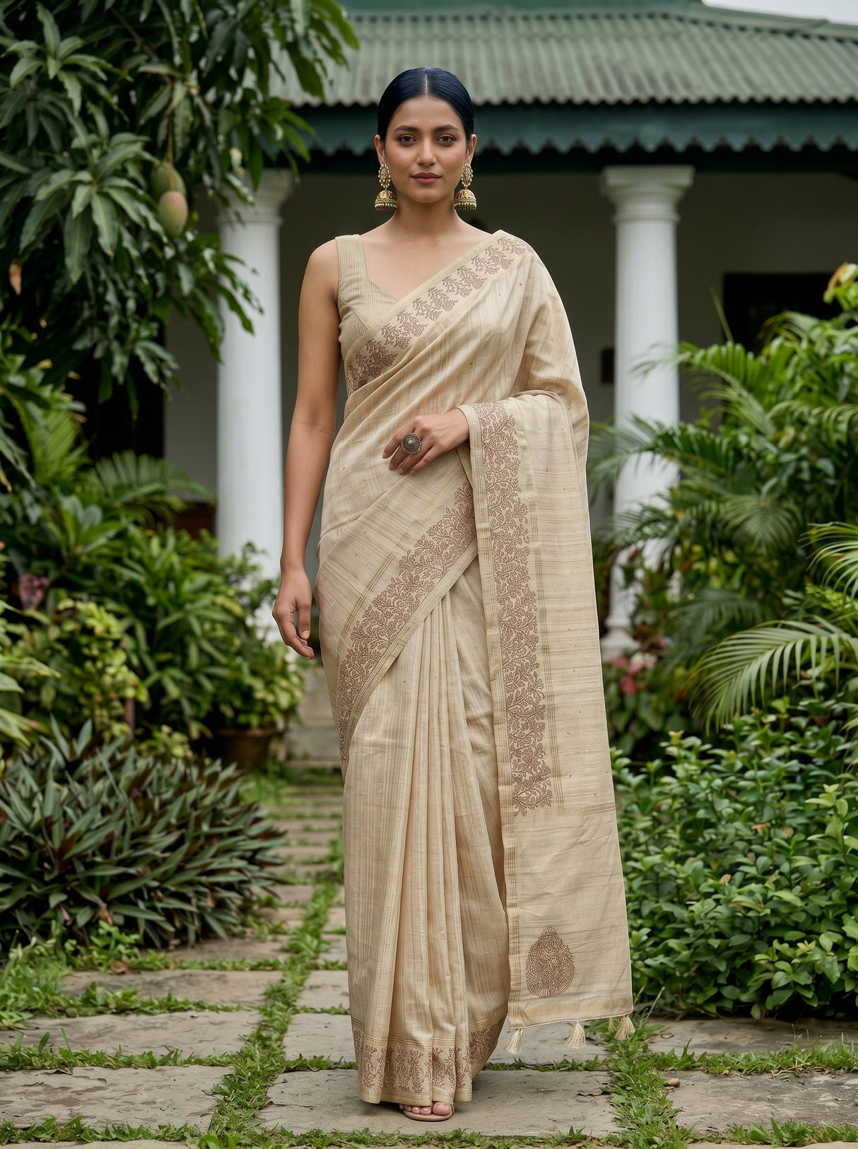 MIMOSA Tussar Saree Saree — pose 6 styling detail