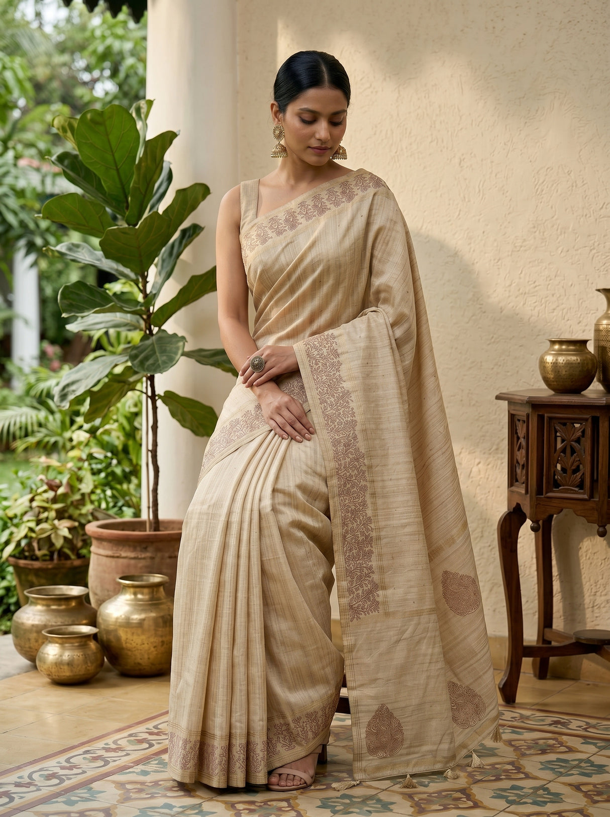 MIMOSA Tussar Saree Saree — pose 8 styling detail