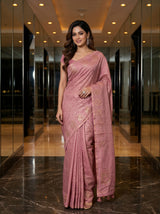 MIMOSA Gajari Banarasi Art Silk Saree — AI Model lifestyle pose 1