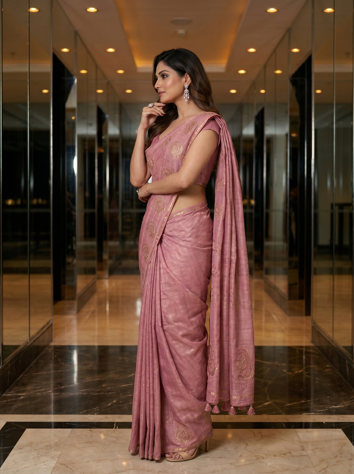 MIMOSA Gajari Banarasi Art Silk Saree — pose 3 styling detail