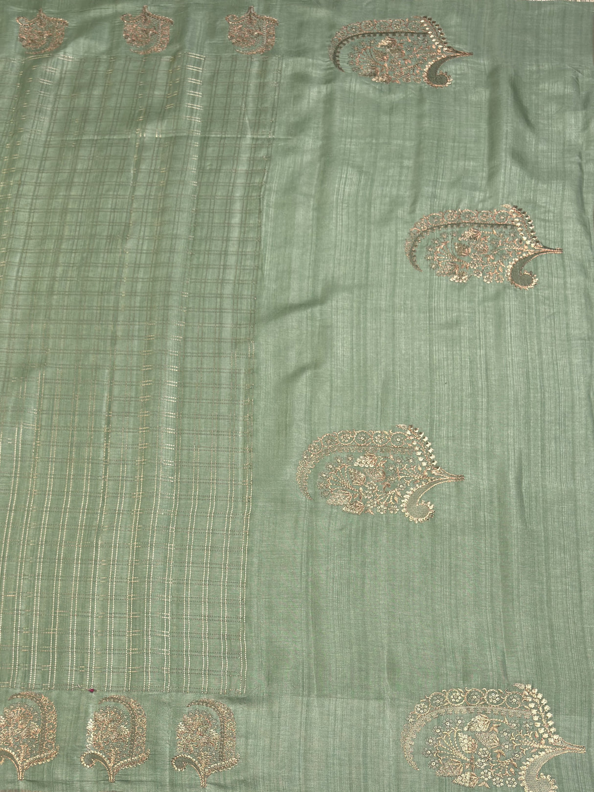 MIMOSA Pista Banarasi Art Silk Saree — pallu and zari work detail