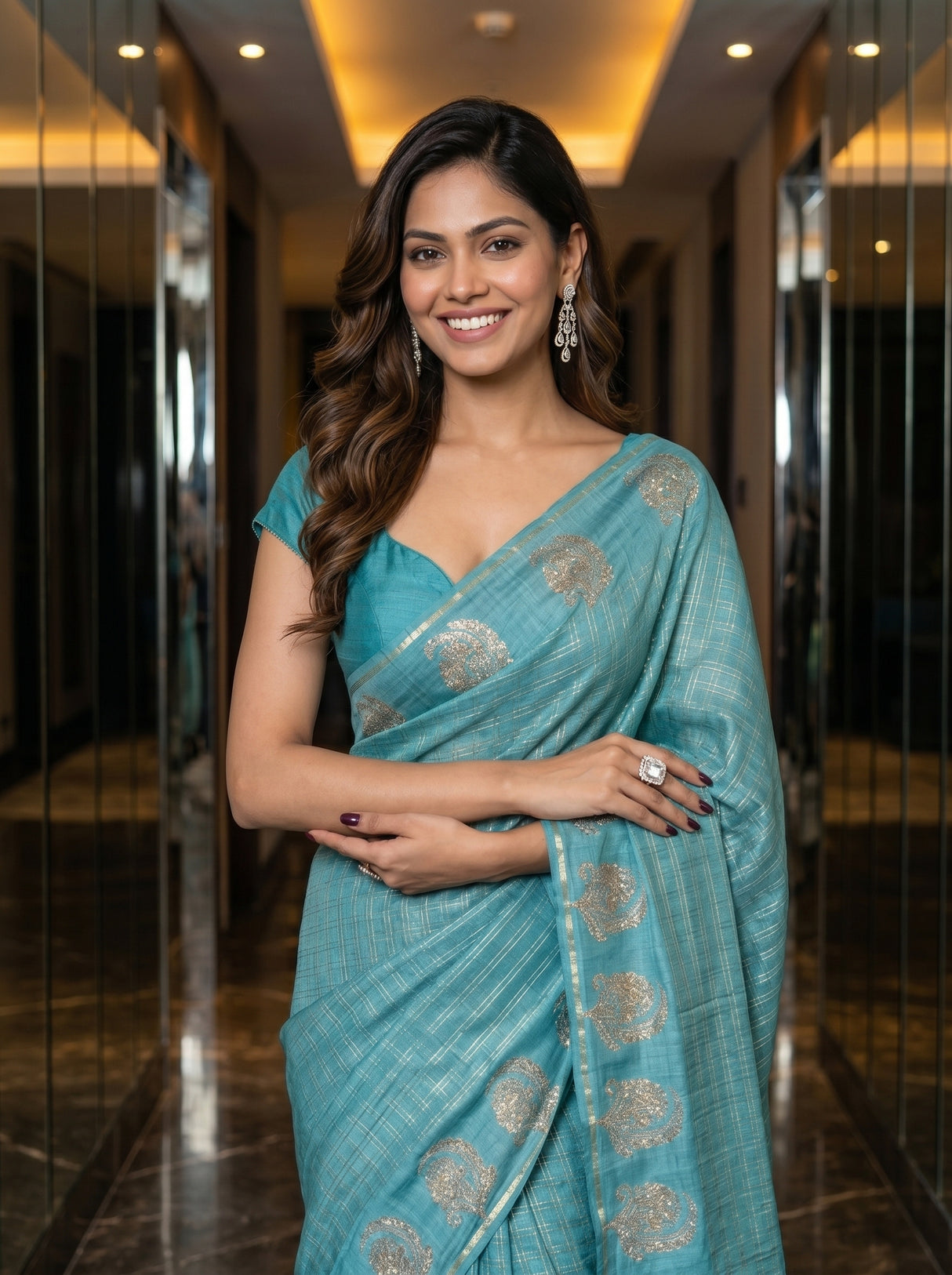 MIMOSA Sapphire Banarasi Art Silk Saree — pose 10 styling detail