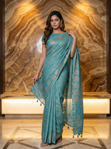 MIMOSA Sapphire Banarasi Art Silk Saree — pose 5 styling detail