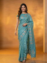 MIMOSA Sapphire Banarasi Art Silk Saree — pose 6 styling detail