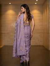 MIMOSA Violet Banarasi Art Silk Saree — pose 2 styling detail