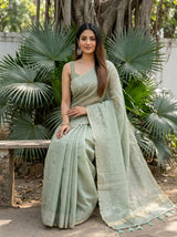 MIMOSA Pista Saree Saree — pose 8 styling detail