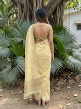 MIMOSA Yellow Saree Saree — pose 2 styling detail