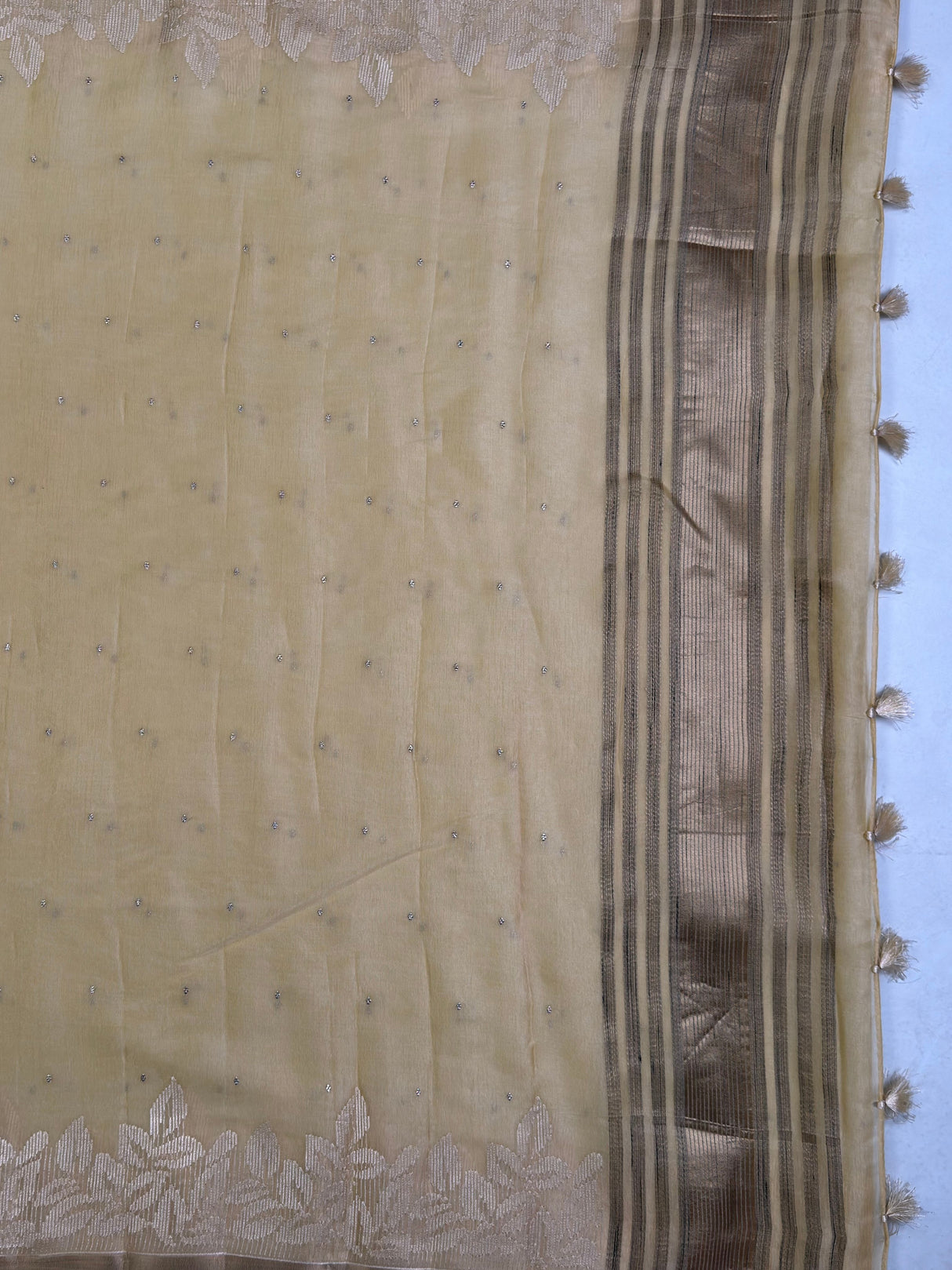 MIMOSA Yellow Saree Saree — pallu and zari work detail