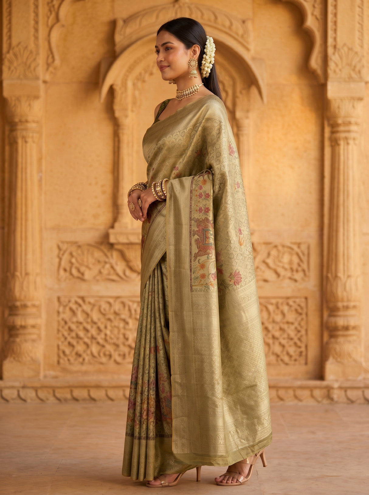 MIMOSA Green Saree Saree — pose 3 styling detail