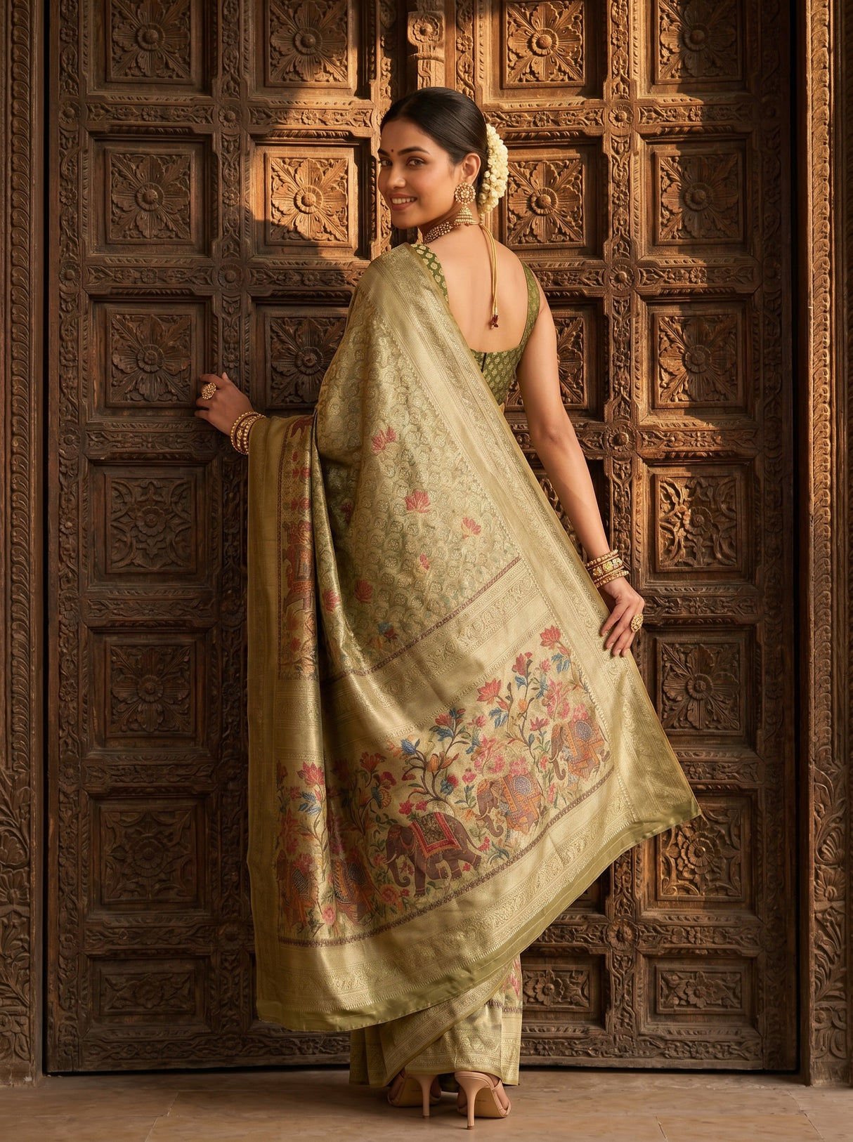 MIMOSA Green Saree Saree — pose 7 styling detail