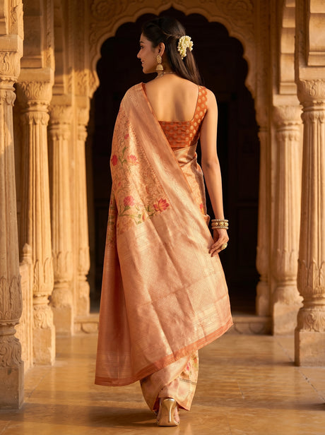 MIMOSA Orange Saree Saree — pose 2 styling detail