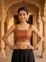 MIMOSA Orange Saree Saree — blouse close-up