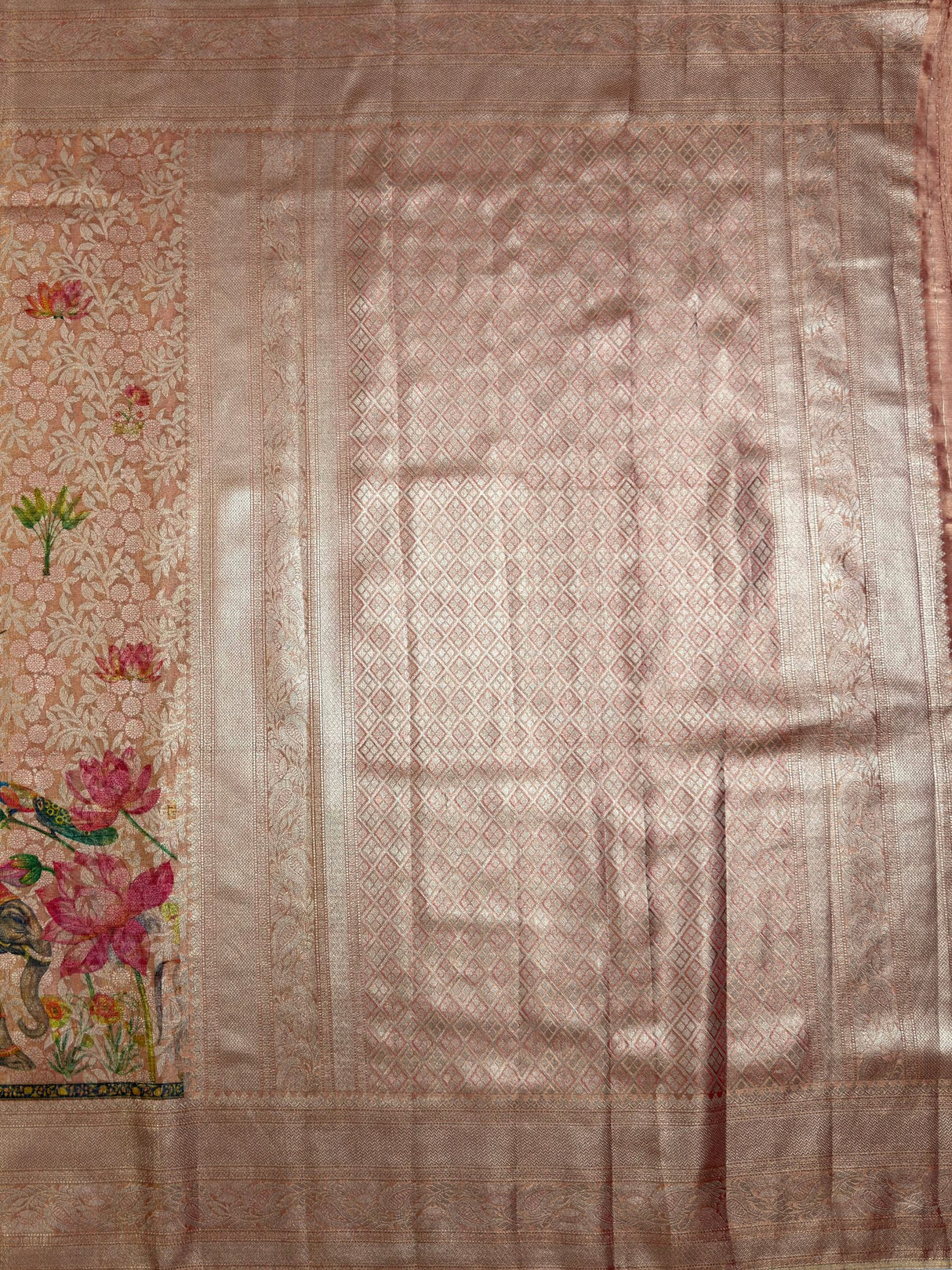MIMOSA Orange Saree Saree — pallu and zari work detail