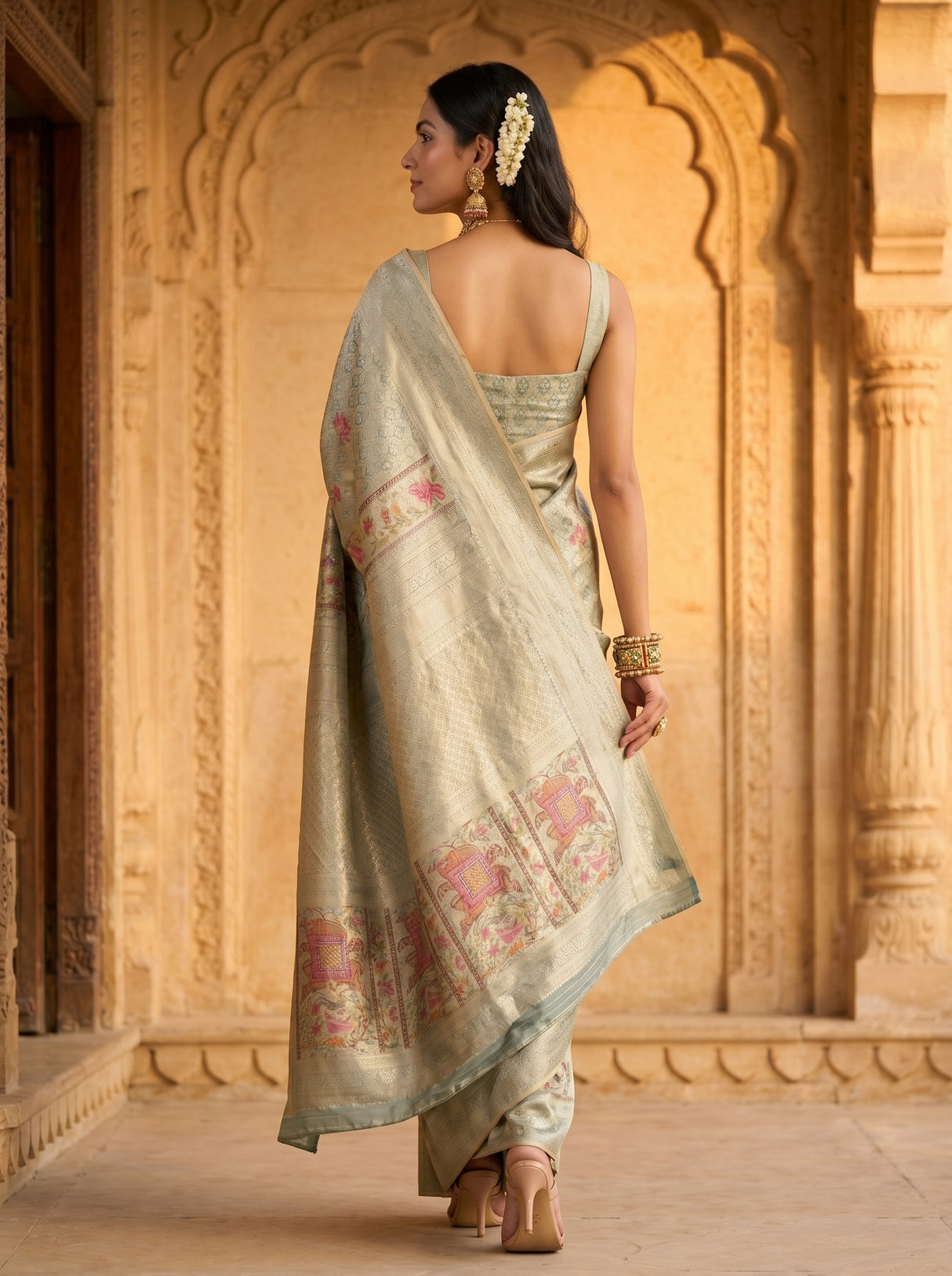 MIMOSA Sapphire Saree Saree — pose 2 styling detail