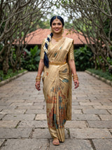 MIMOSA Chiku Kalamkari Saree — pose 6 styling detail