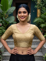 MIMOSA Chiku Kalamkari Saree — blouse close-up