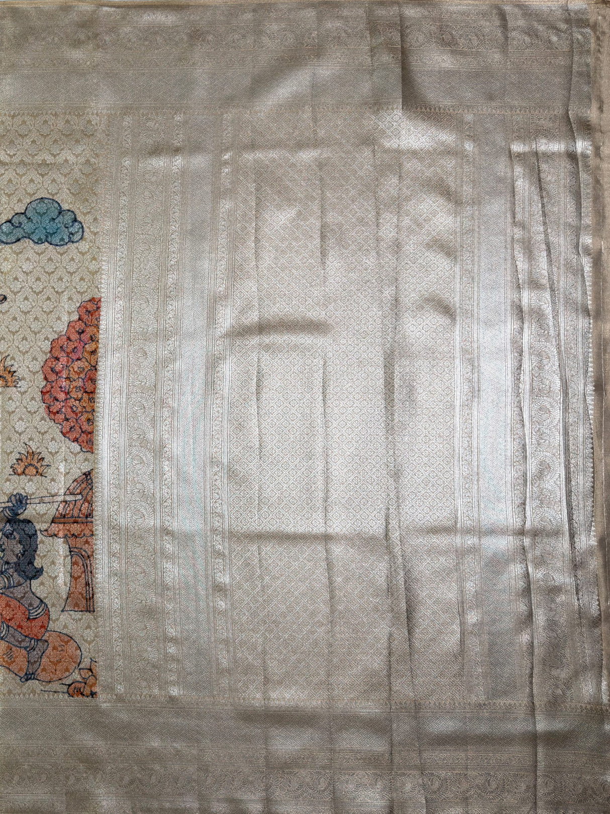 MIMOSA Chiku Kalamkari Saree — pallu and zari work detail