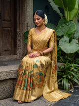 MIMOSA Gold Kalamkari Saree — pose 8 styling detail