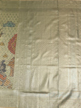 MIMOSA Green Kalamkari Saree — pallu and zari work detail