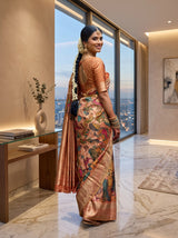 MIMOSA Orange Kalamkari Saree — pose 7 styling detail