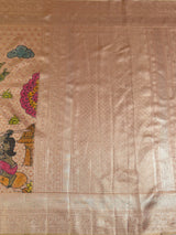 MIMOSA Orange Kalamkari Saree — pallu and zari work detail