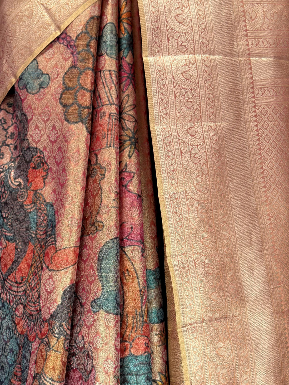 MIMOSA Rani Kalamkari Saree — fleets shot full lifestyle