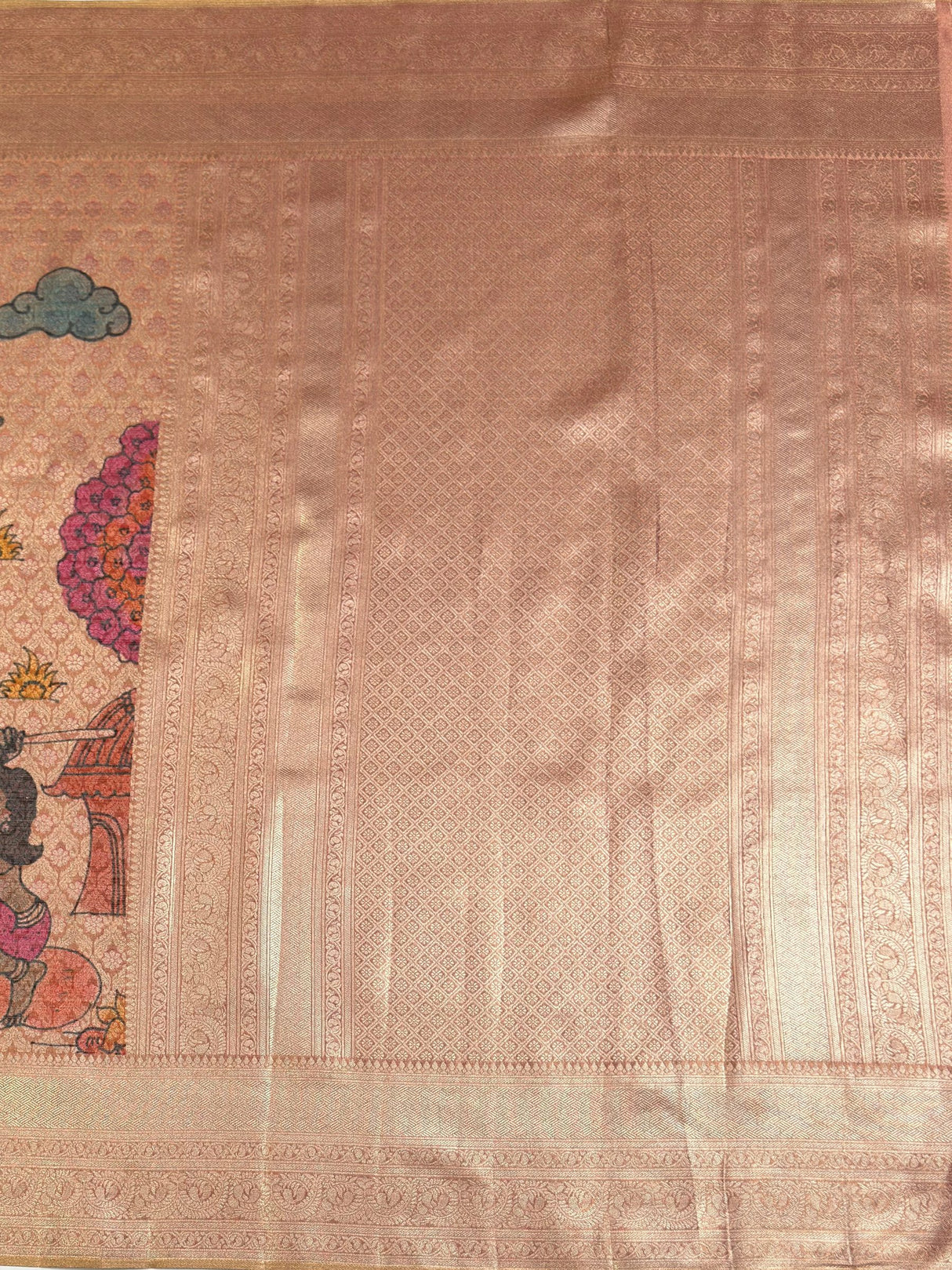 MIMOSA Rani Kalamkari Saree — pallu and zari work detail