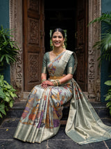 MIMOSA Sapphire Kalamkari Saree — pose 8 styling detail