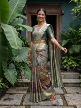 MIMOSA Sapphire Kalamkari Saree — pose 9 styling detail