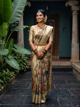MIMOSA Tussar Kalamkari Art Silk Saree — pallu and body shot