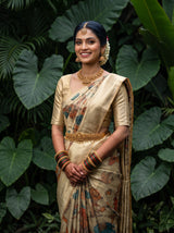 MIMOSA Tussar Kalamkari Saree — pose 10 styling detail
